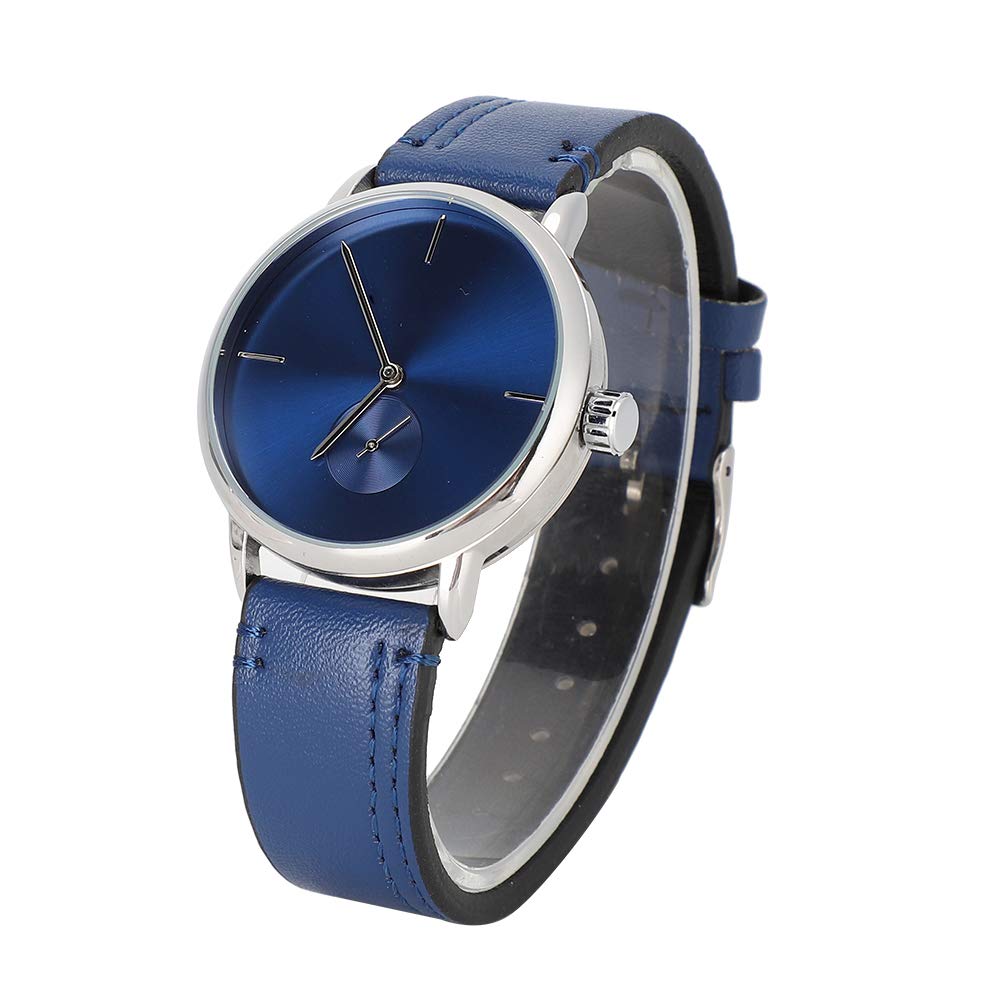 Waterproof Analog Quartz Watch PU Leather Strap Chronograph Mechanical Men Watch Men Mechanical Watch, Mechanical Watch,(Blue surface silver nail blue belt)