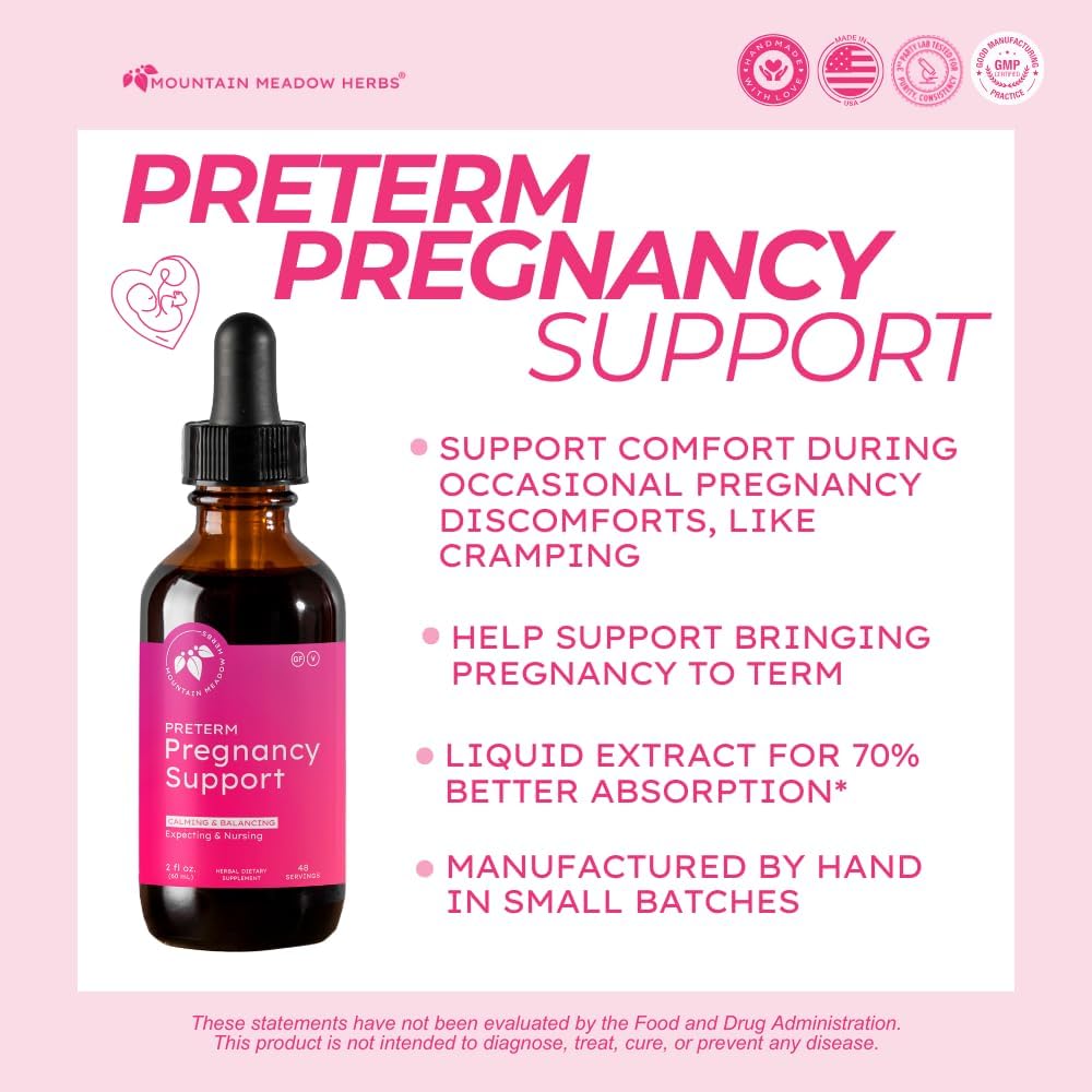 Mountain Meadow Herbs Preterm Pregnancy Support – Herbal Calming Blend for Pregnancy Wellness and Comfort – 2 oz
