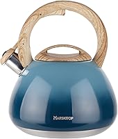 Vista 19 de MARSKITOP Tetera para estufa, tetera silbante para estufa, tetera de acero inoxidable de grado alimenticio con mango ergonómico Cool Touch, 2.6 Negro