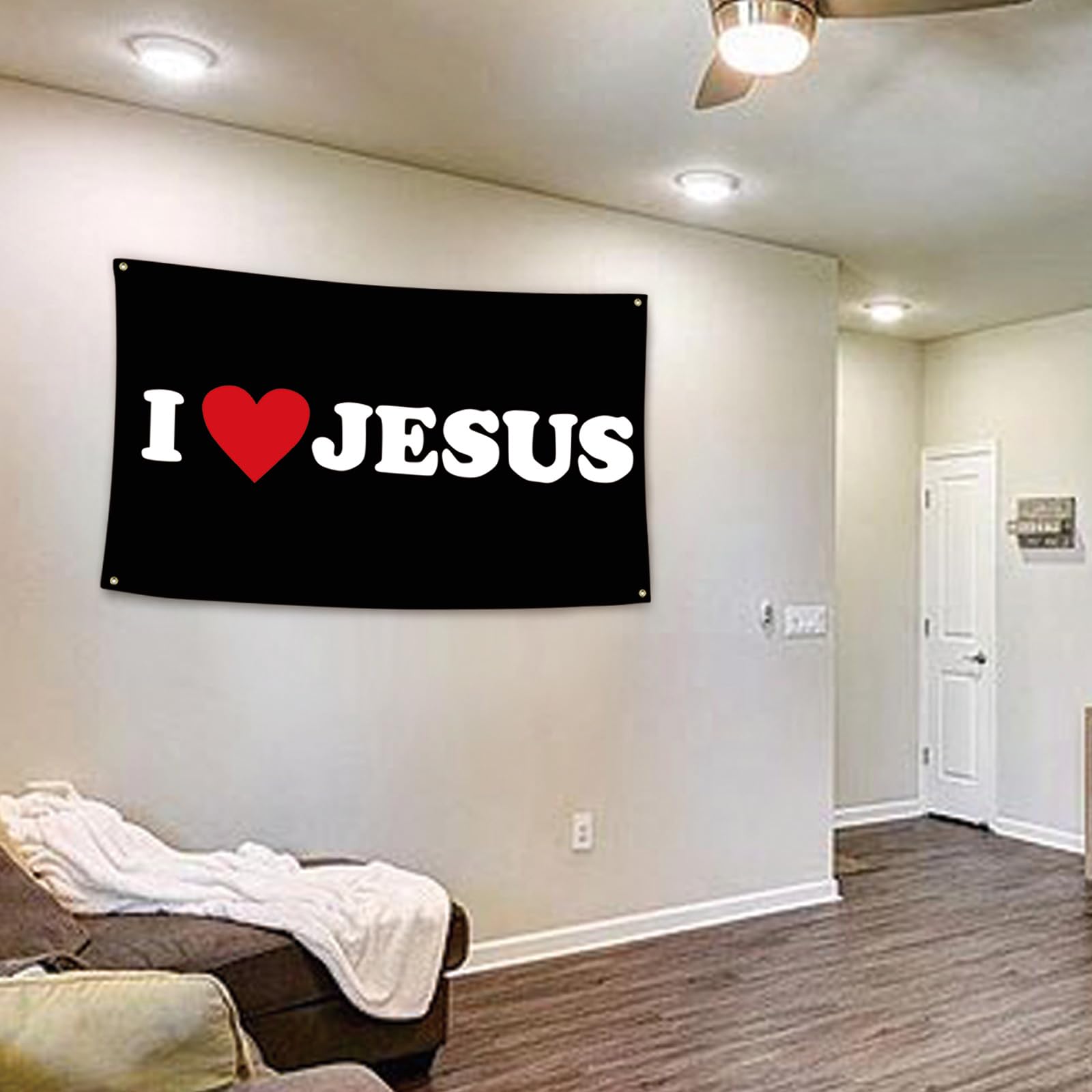 ‚I Love Jesus‘ Flagge – 90 X 150 Cm, Aus Polyester, Mit 4 Messingösen, Für Wanddekoration & Partys