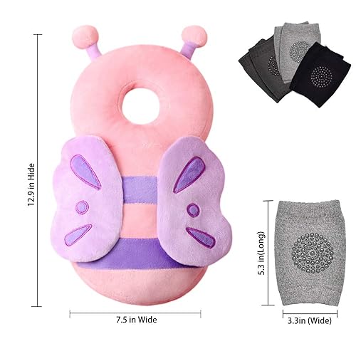 Miniatura 7 de Okydoky Protector de cabeza de bebé y rodilleras para gatear, almohadilla de seguridad para la cabeza de los niños pequeños, mochila ajustable,