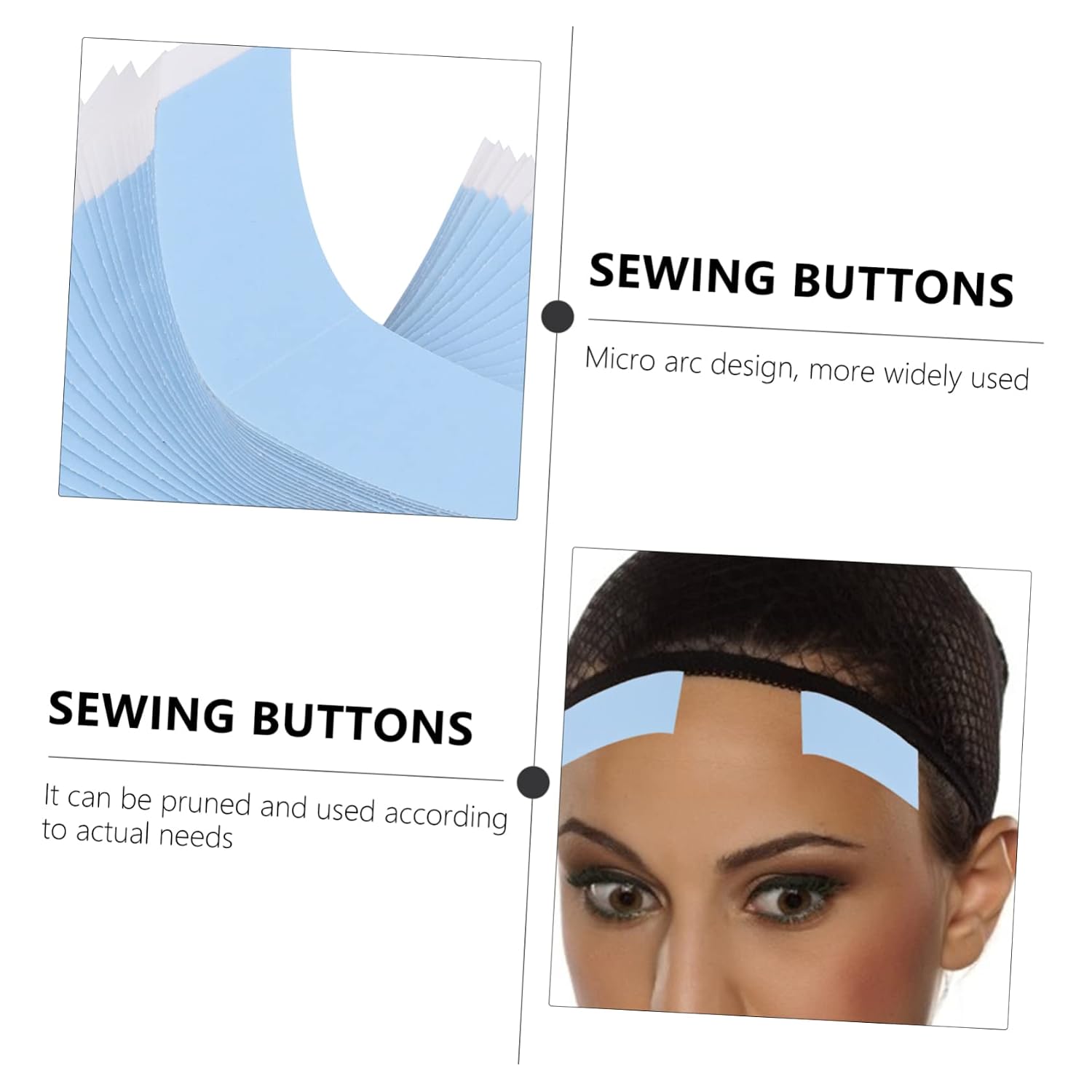 WOONEKY 72pcs Double-Sided Toupee Adhesive Tape for Lace Wigs and Hair Extensions Strong Hold Strips for Comfortable Breathable Use