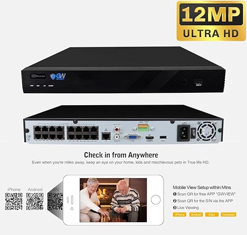 Miniatura 3 de GW Security Sistema de cámara de seguridad de 16 canales H.265+ PoE 12MP NVR 4K con 8 x 4K (8MP) reconocimiento facial/detección humana/vehículo