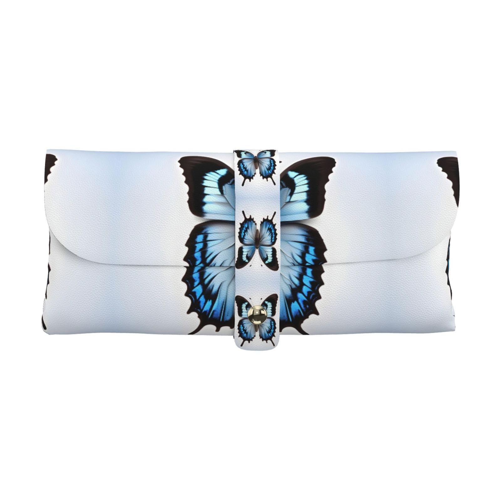 SDEGTHO Blue Butterfly Leather Glasses Case Sunglasses Pouch Eyeglass Case For Men And Women Eyeglasses