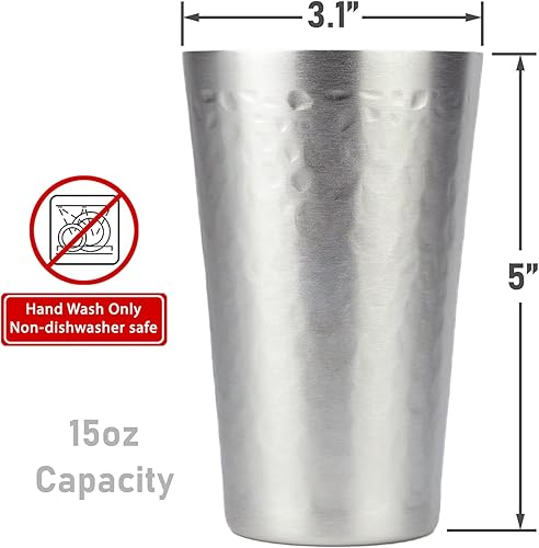 Miniatura 2 de Vasos de metal de aluminio para bebidas, juego de 6 vasos de aluminio anodizado de color plateado martillado, vasos de aluminio para el día del