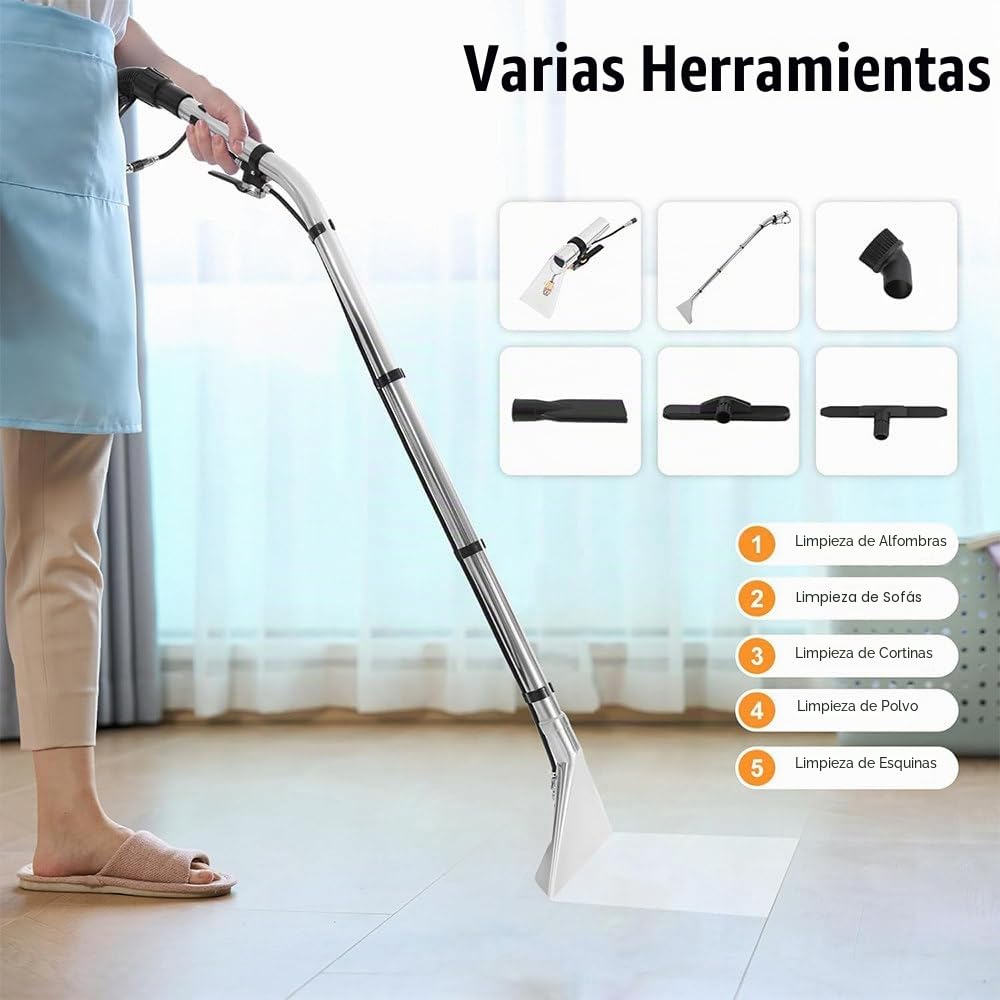 Aspiradora Agua Tapiceria Limpiador -Limpia de Sofa Aspirador Maquina Limpieza Liquidos Lava Extracción Alfombras Colchones Upholstery Hidroaspiradora Coche Carpet Cleaner Machine