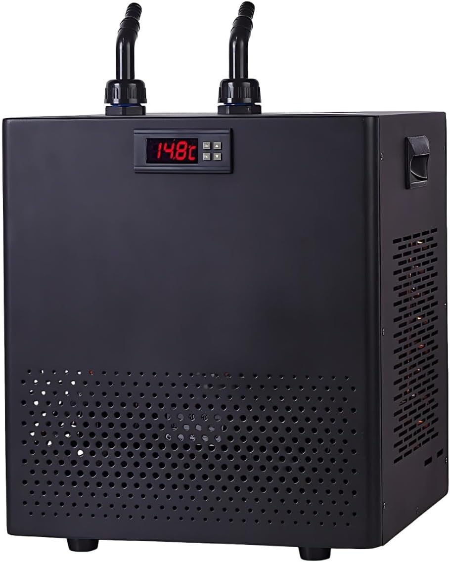 Aquarium Equipment Cooling System, Aquarium Cooling System Hydroponic Water Chiller with Low Power Consumption Compressor and Pump Kit, Chiller System for Fish Tank, Aquatic Plants and Shrimp(300L)