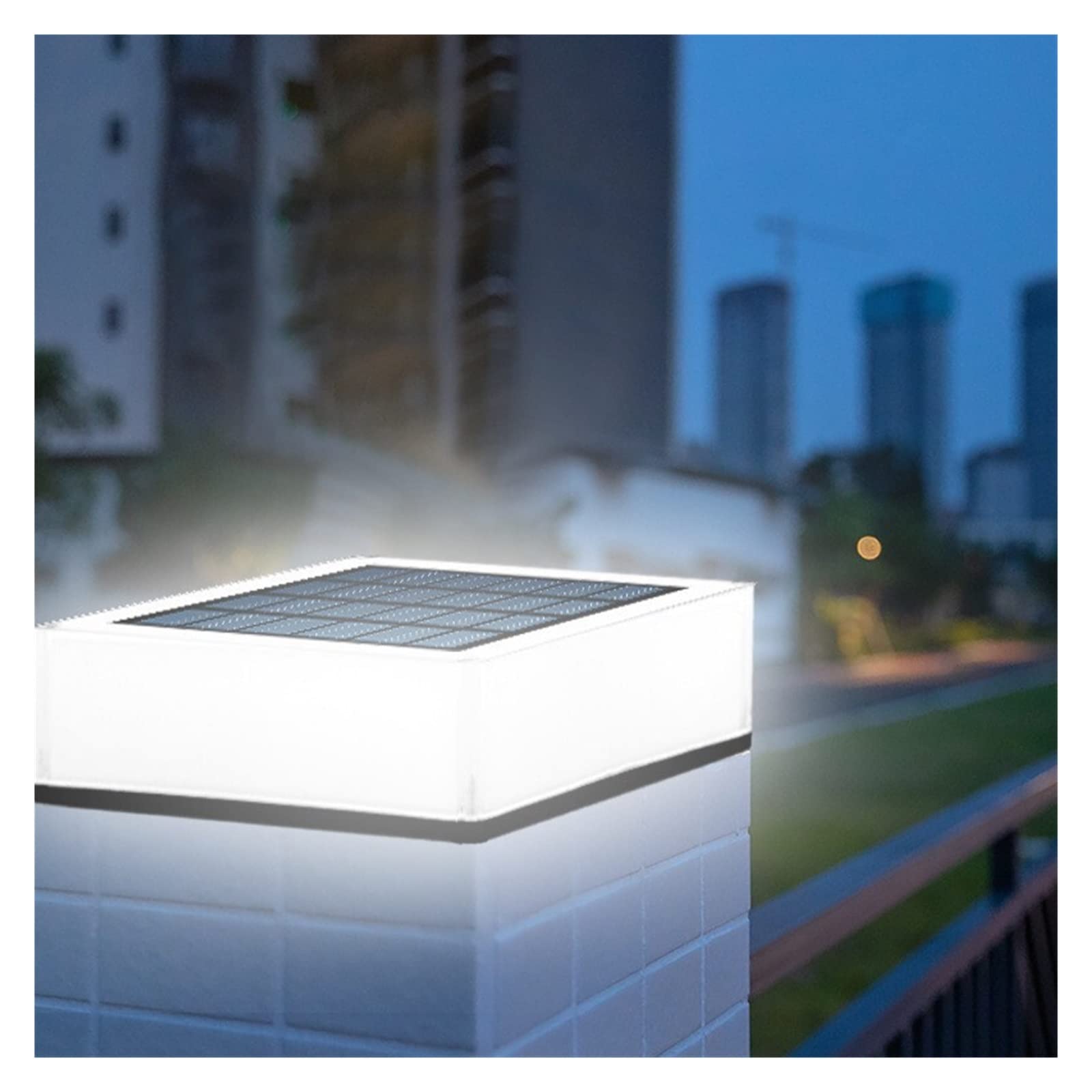 Solarne lampy słupkowe, solarne lampy słupkowe, LED, na zewnątrz, wodoodporne, proste światła ogrodzeniowe, willa, ogród, trawnik, ogród, światła na taras, ogrodzenie (gradient + stały kolor)