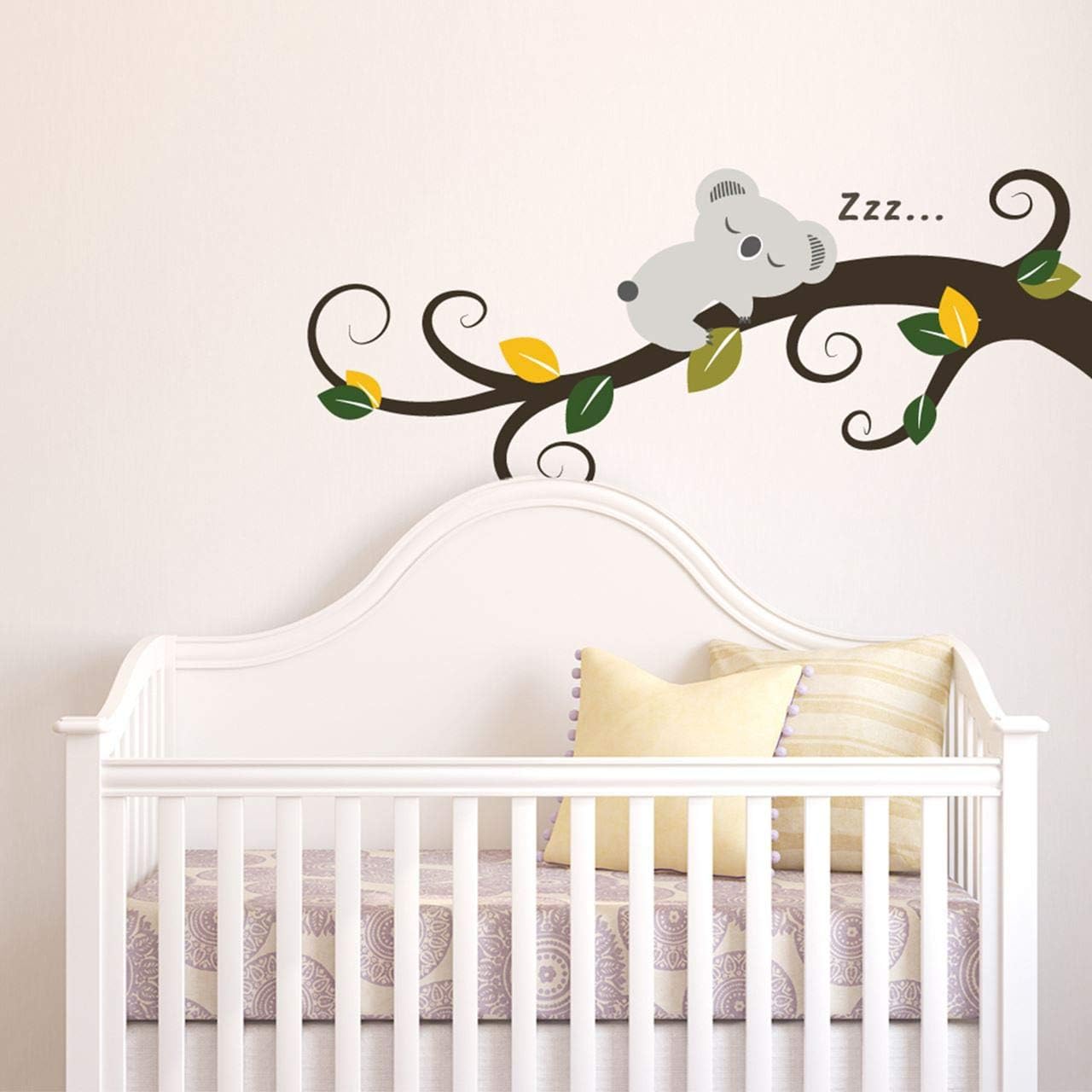 Walplus 58x55 cm Wall Stickers "Sleeping Koala and Tree Branch" Removable Self-Adhesive Mural Art Decals Vinyl Home Decoration DIY Living Bedroom Décor Wallpaper Kids Room Gift, Multi-Colour