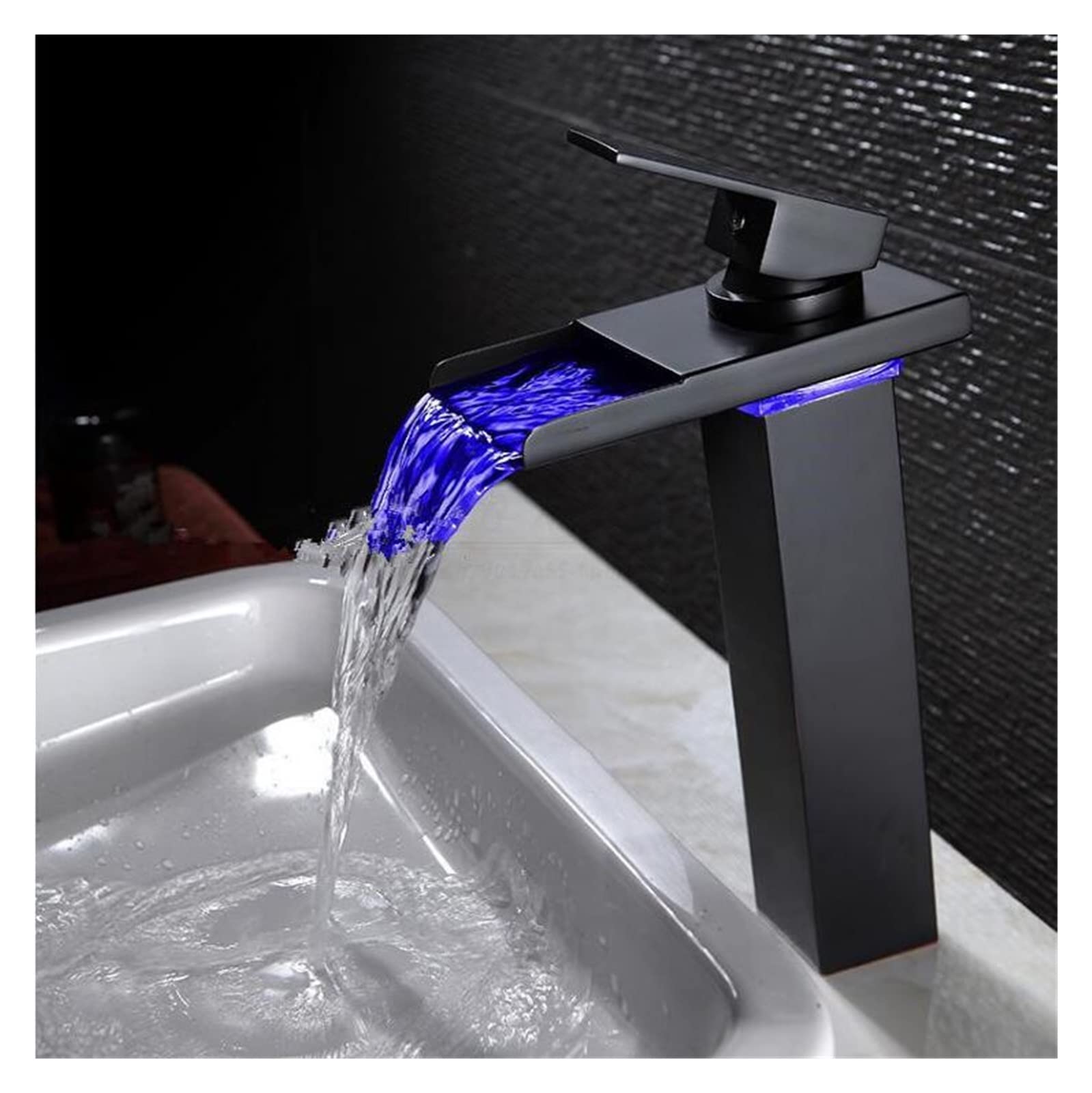 Robinet d'évier cascade noir haut pour vasque de salle de bain moderne