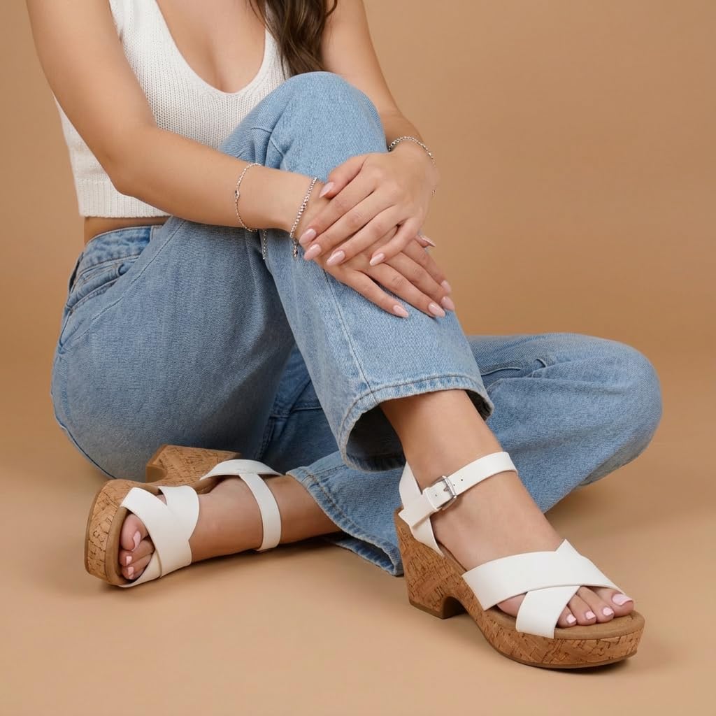 CUSHIONAIRE Women's Rosie Cork Wedge Sandal +Memory Foam