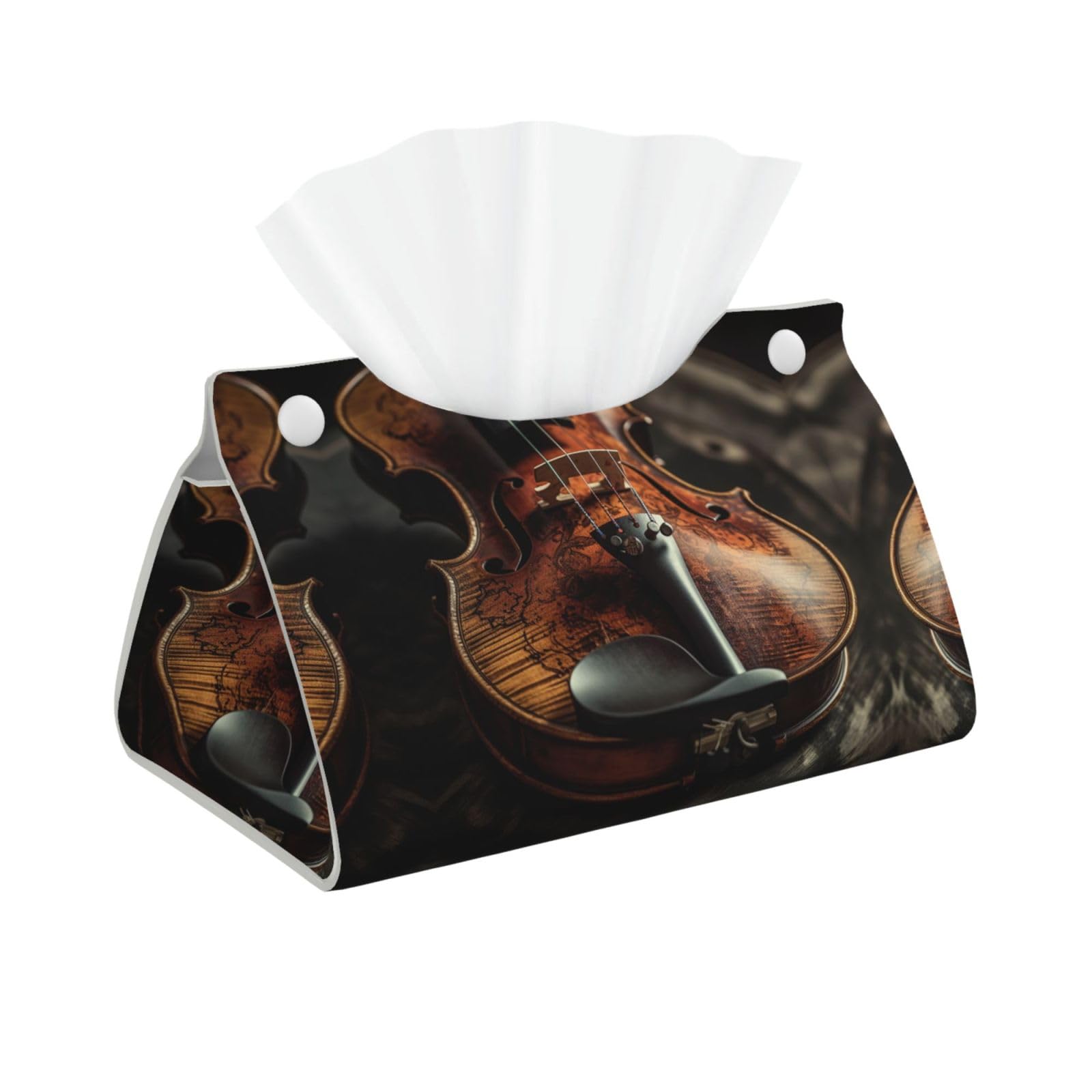 Decorative Tissue Box Cover Violin Tissue Box Holder Aesthetic Leather Storage Organizer Box for Bathroom Vanity Tabletop Night Stands Office Funny Home Decorative Tissue Case