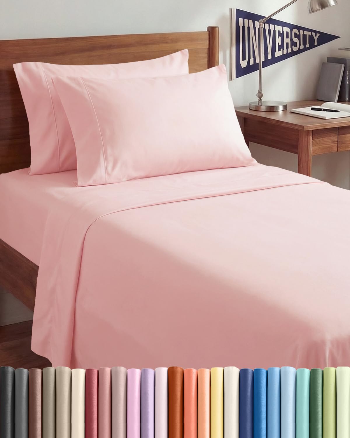 Parure de lit 4 pièces rose layette XL : draps rafraîchissants pour des nuits d'été douces