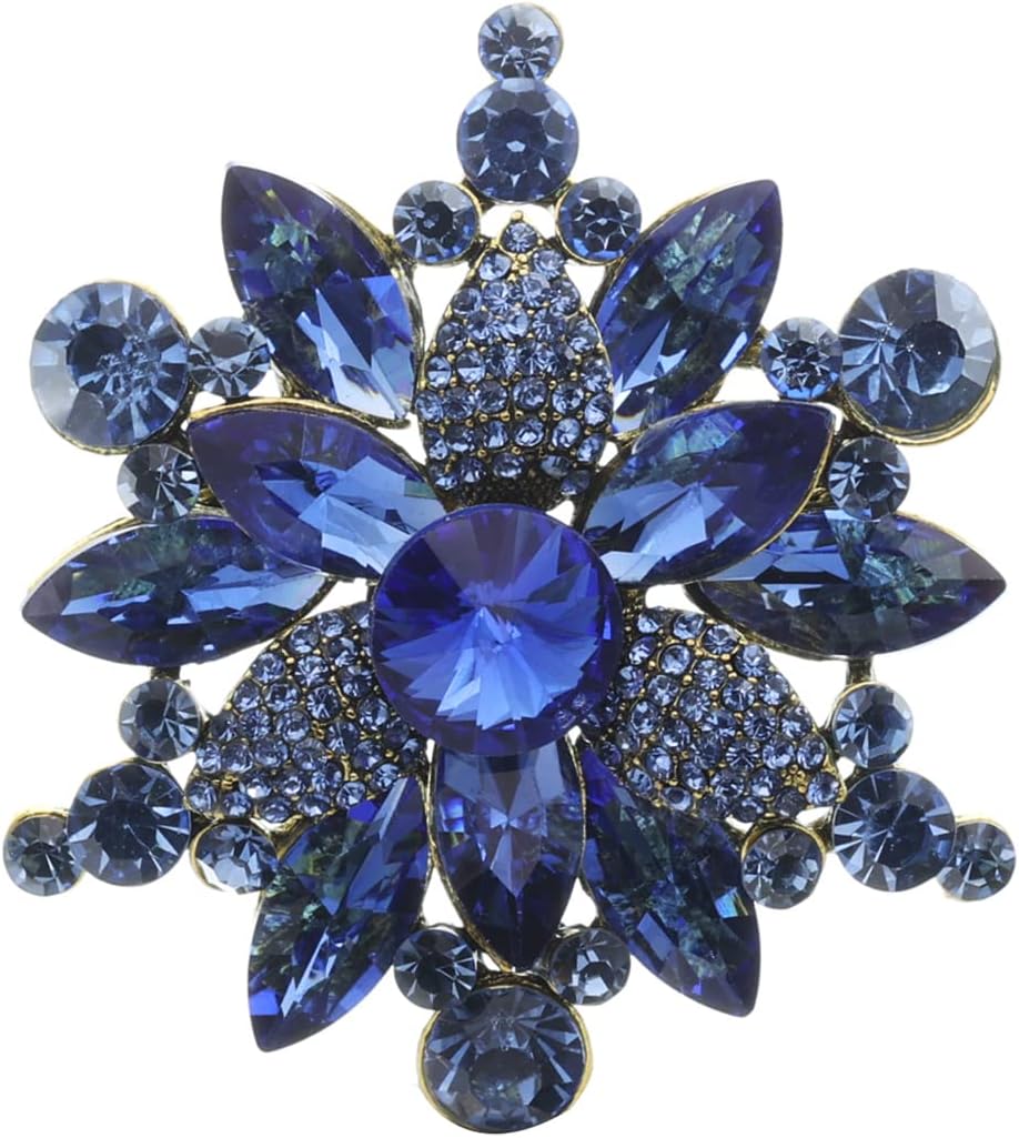 YOQUCOL Broche vintage con forma de flor de diamantes de imitación de cristal austriaco para mujer