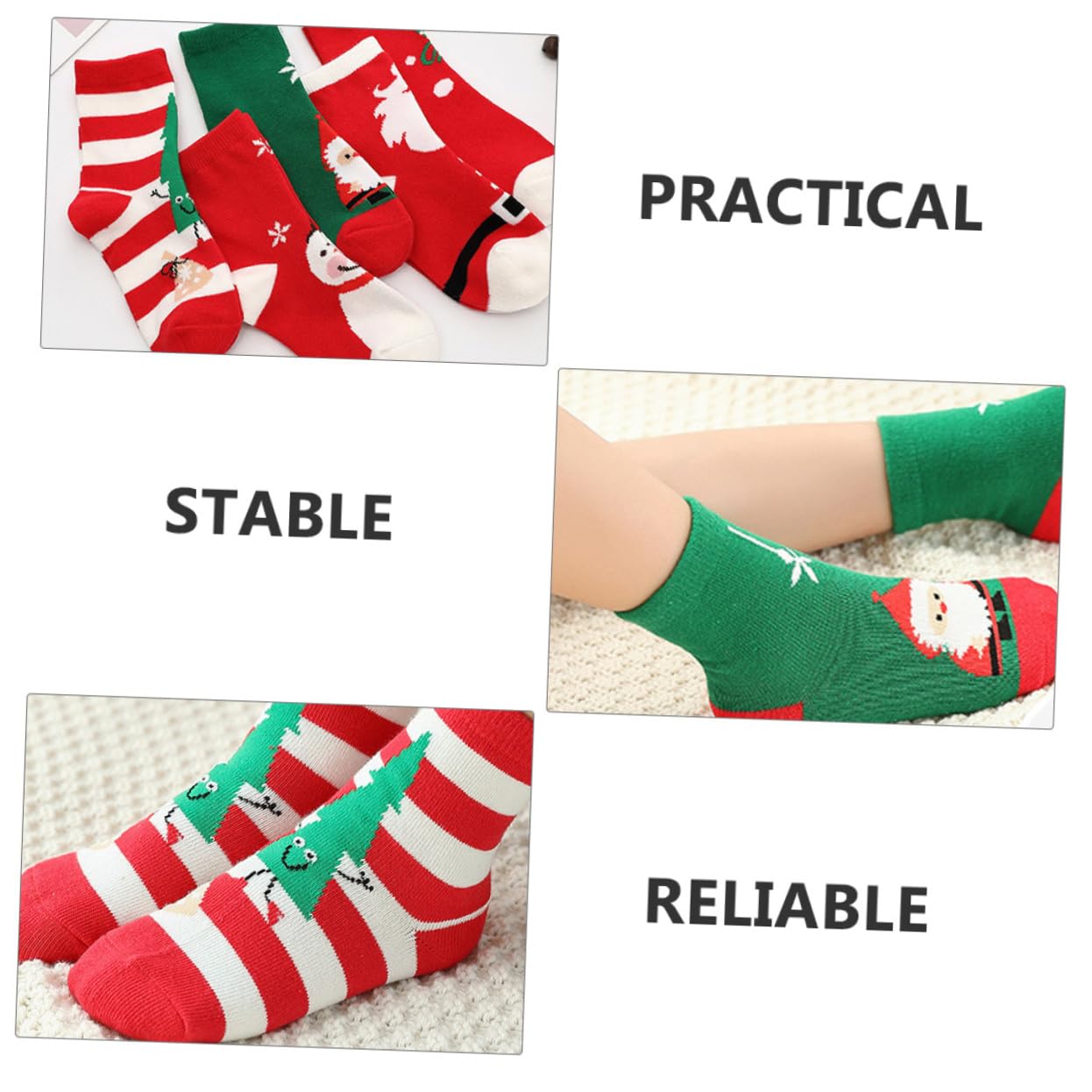 BESPORTBLE 5 Paia Calze di Natale Calde Calze Medie in Cotone Ragazza Ragazza Design di Cartoni Animati per Autunno e Inverno