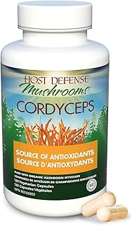 Host Defense Cordyceps Mushroom Capsules Supplements 120 count 55% Polysaccharides & 1000mg of Mushroom Supplement Powder per serving Immunomodulating Properties and a Source of Antioxidants (Packaging May Vary)