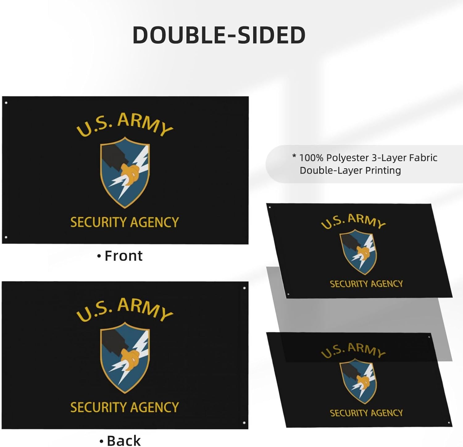 Us Army Security Agency Veteran Double-Sided 3ply 3x5ft Polyester Flags: Durable, Reusable, And Vibrantly Decorative â€“ Perfect for Indoor and Outdoor Use