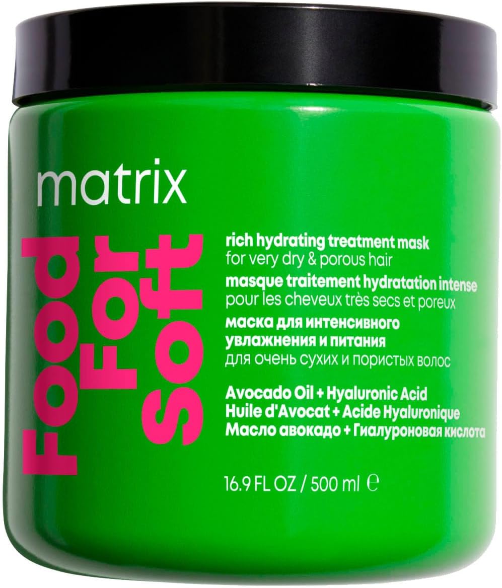 Matrix Food For Soft Rich Hydrating Hair Mask, Intense Moisture Treatment with Avocado Oil and Hyaluronic Acid, 500ml, For Dry, Porous and Brittle Hair