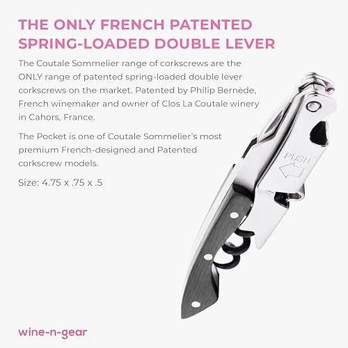 Miniatura 2 de Pocket Prestige Waiters - Sacacorchos de Coutale Sommelier Blackwood, abridor de botellas de vino de doble palanca patentado francés con resorte