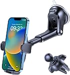 OQTIQ 3-in-1 Support de téléphone de voiture pour tableau de bord, pare-brise & Air Évent – Strong Suction Cup Holder avec bras réglable & 360° Rotation – Support de téléphone cellulaire pour voiture universelle pour iPhone & Android Smartphones Pour tableau de bord, pare-brise et air Évent, compatible