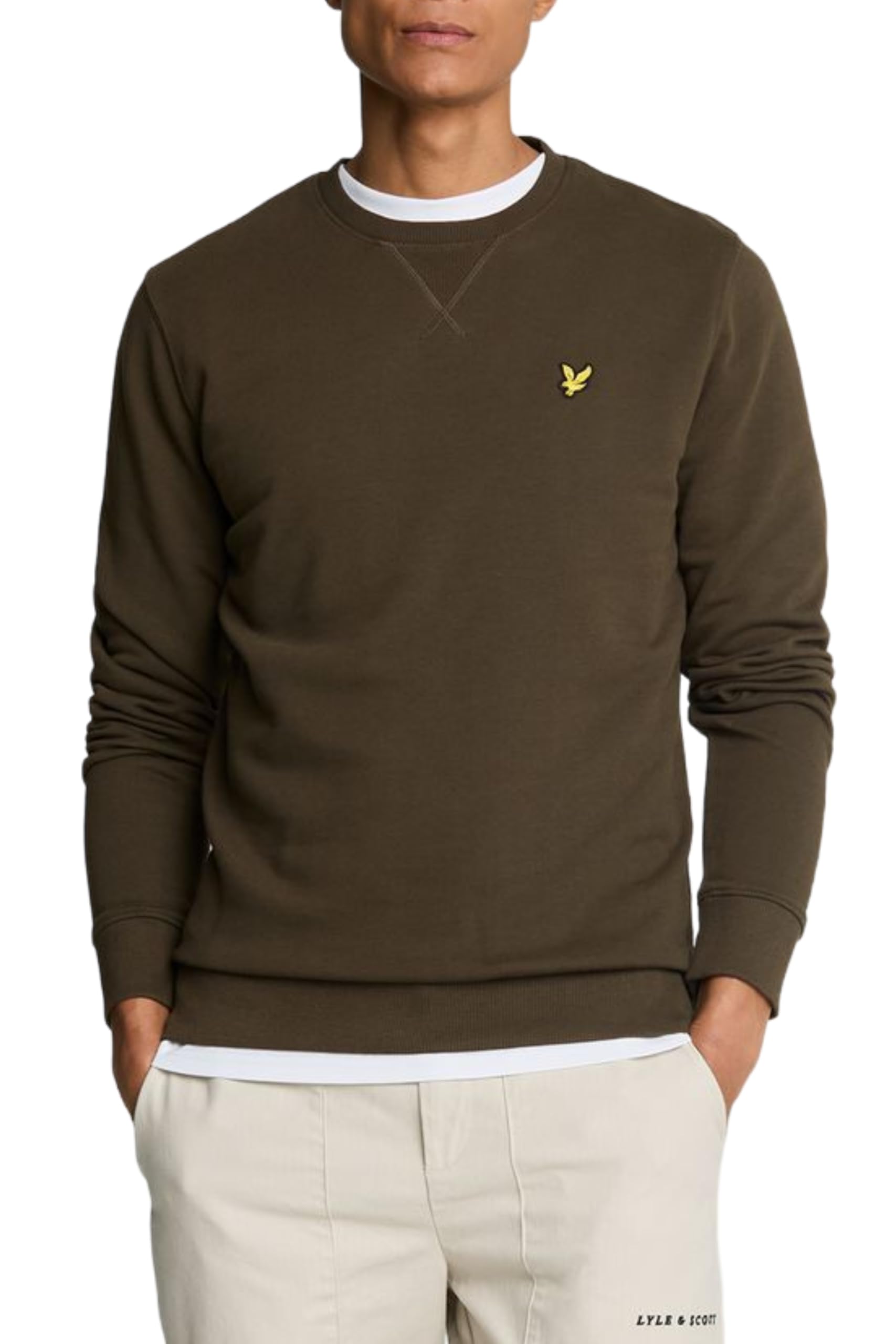 Lyle And Scott Men's Green Cotton Crew Neck Sweatshirt  L