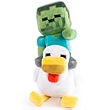 Jay Franco Minecraft Plush Pillow Buddy - Soft Plushie Stuffed Pillow, 20 Inches, Gray - Chicken Jockey