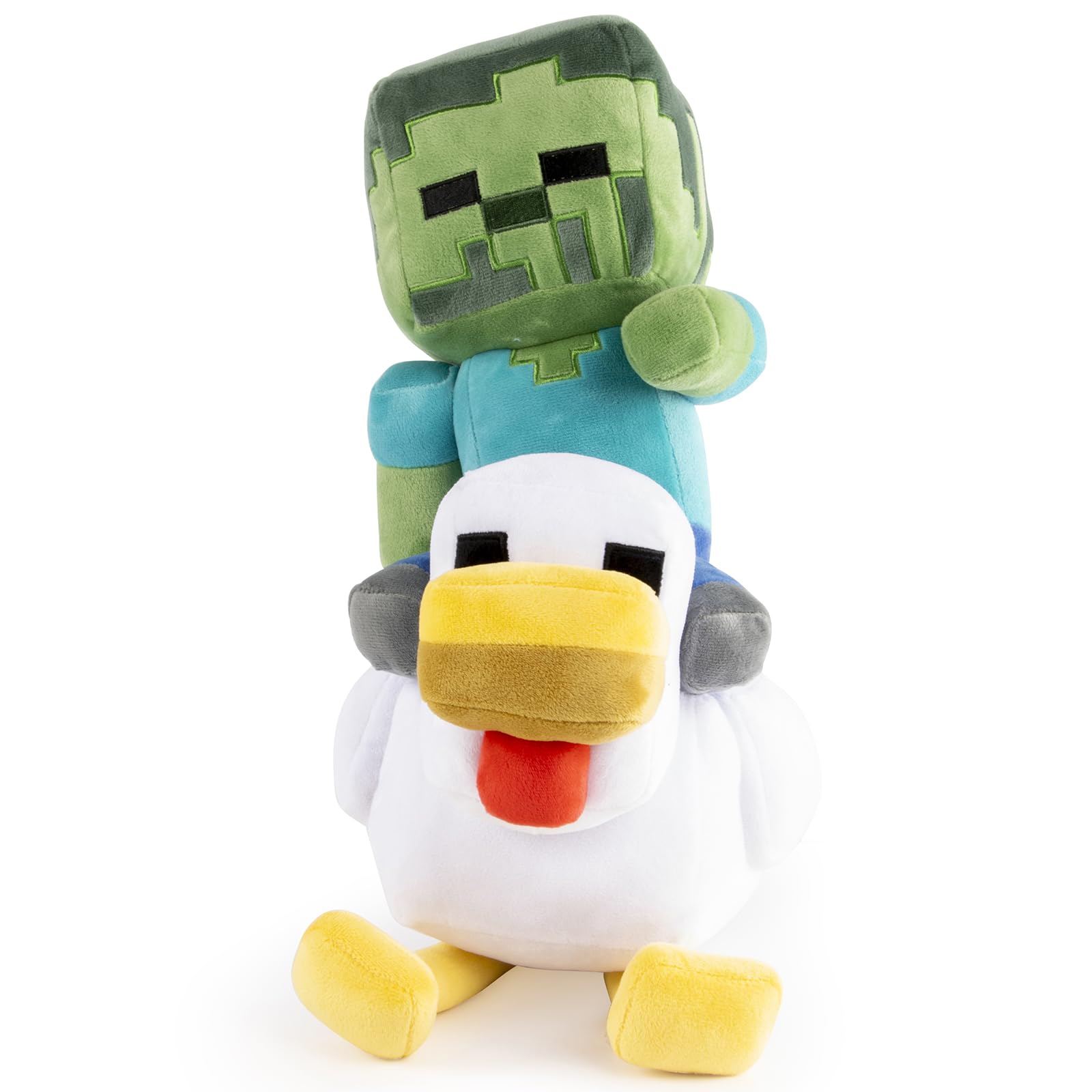 Jay Franco Minecraft Plush Pillow Buddy - Soft Plushie Stuffed Pillow, 20 Inches, Multicolored - Chicken Jockey