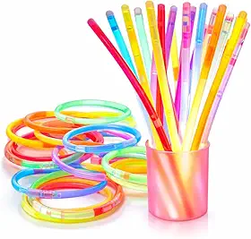 Kit 50 Bastões Neon Brilham no Escuro Pulseiras e Colares Coloridos Festa Neon Aniversário Balada Eventos e Lembrancinhas Infantis Cores Sortidas