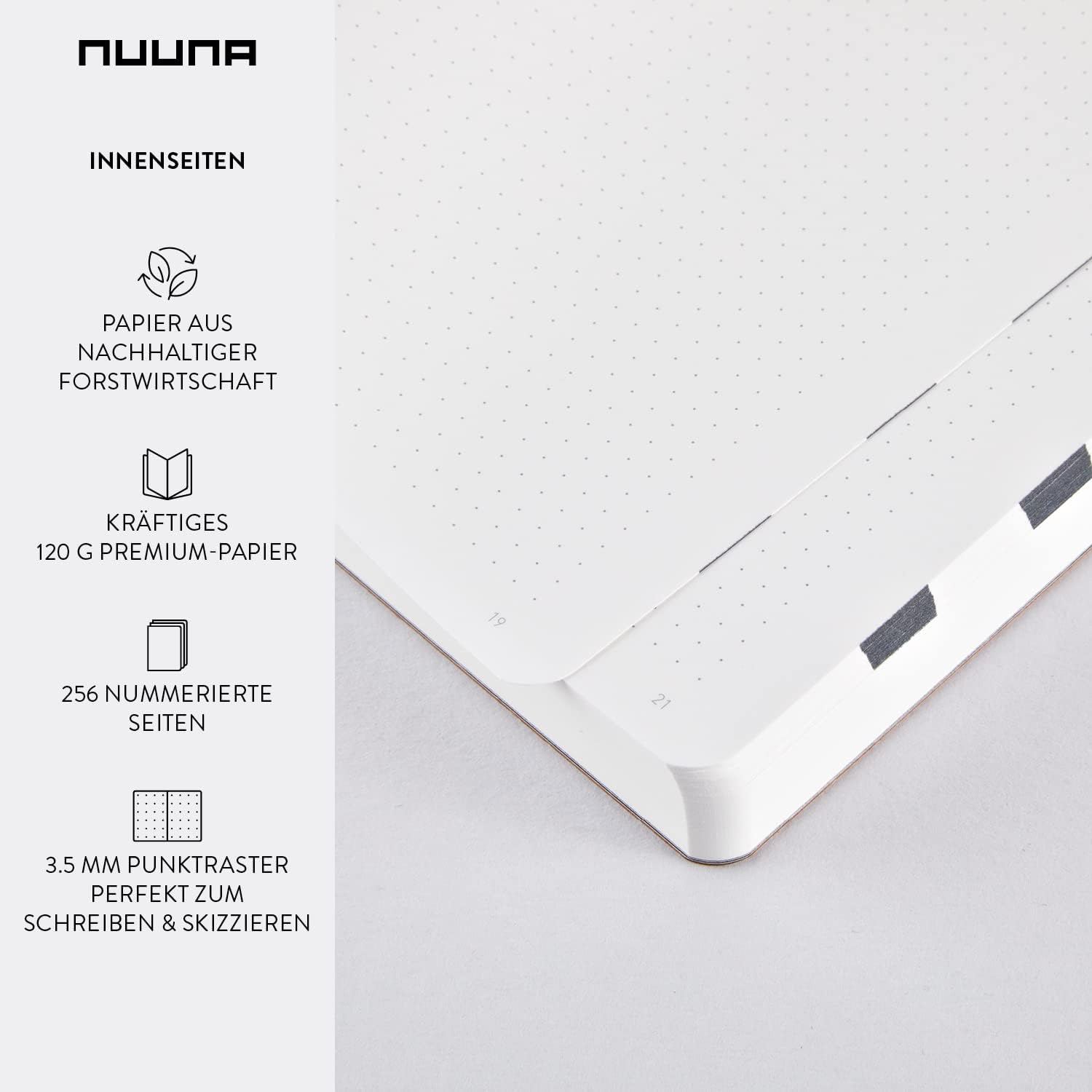 Nuuna Graphic L Write-Wrong Smooth Bonded Leather Notebook - White