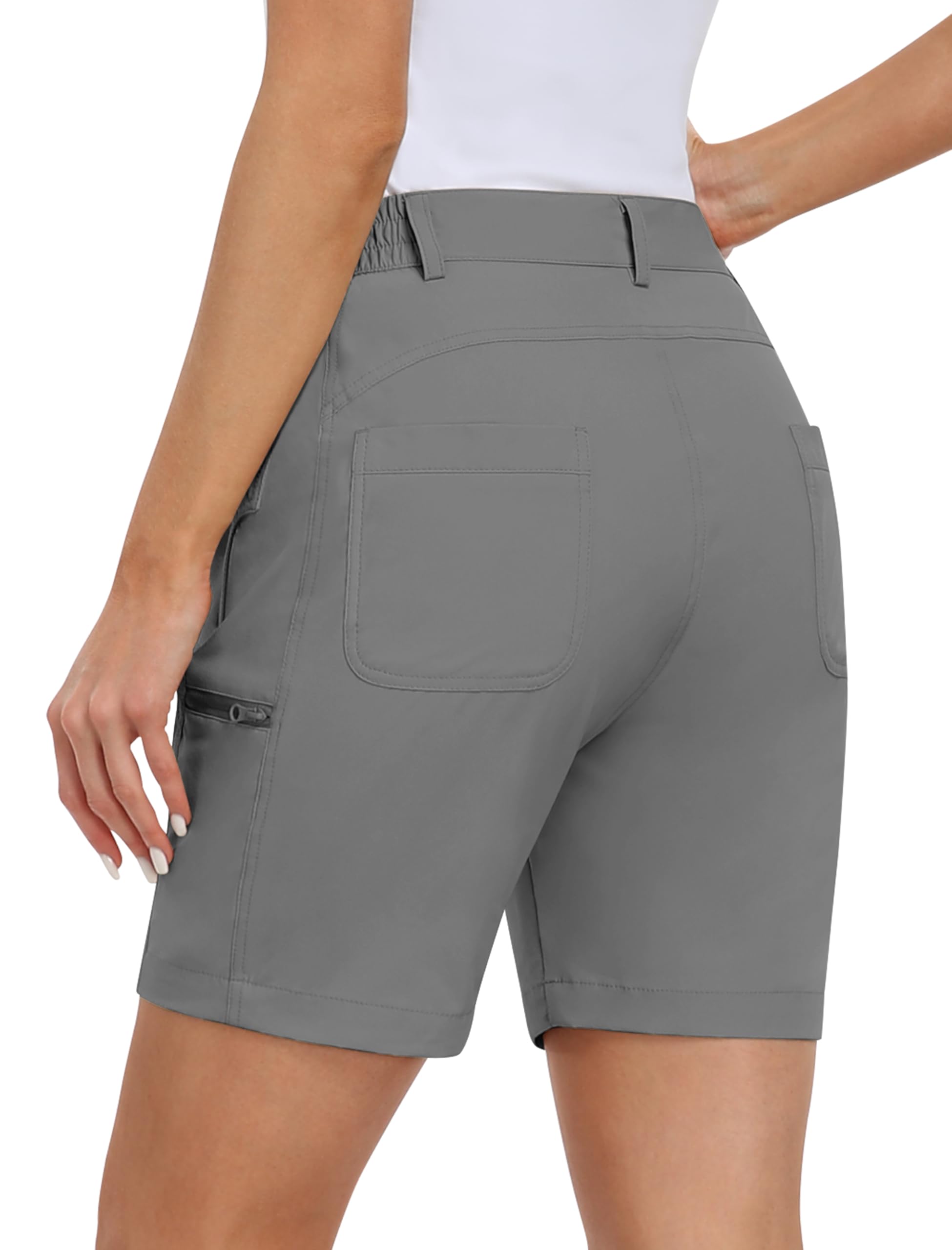 MoFiz Womens Golf Shorts 7" Quick Dry Hiking Shorts Lightweight Bermuda Short for Women with Pockets (Water Resistant)