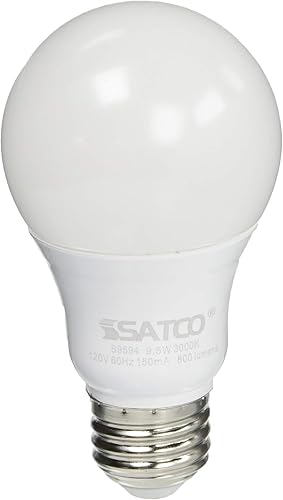 Satco Bombilla LED S9594 9.5W A19, 3000 K, blanco esmerilado