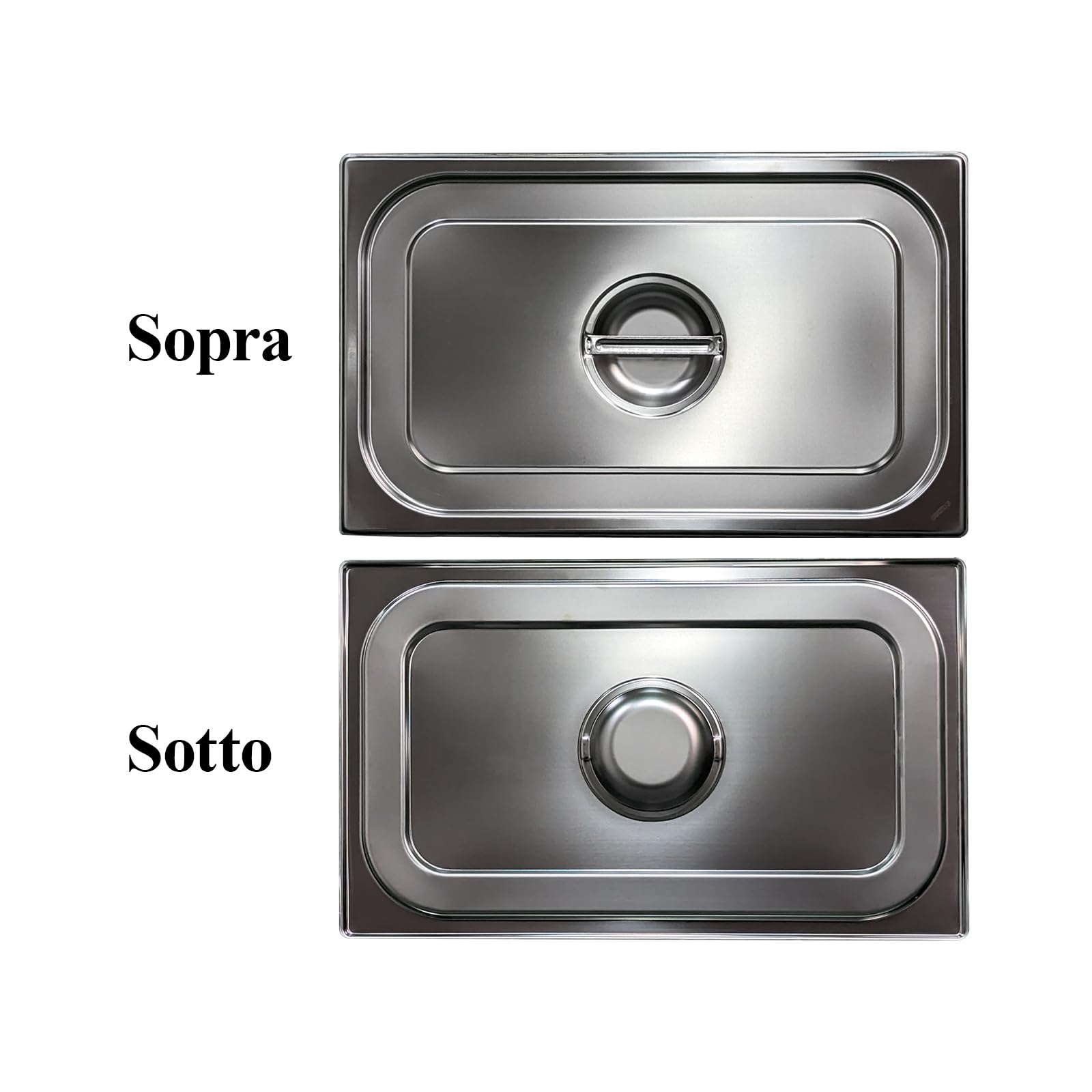 Comas Tapa Gastronorm para recipientes para bandejas de bandejas de acero inoxidable, con mango central, lavable a máquina en lavavajillas, disponible en diferentes tamaños según estándar Gastronorm