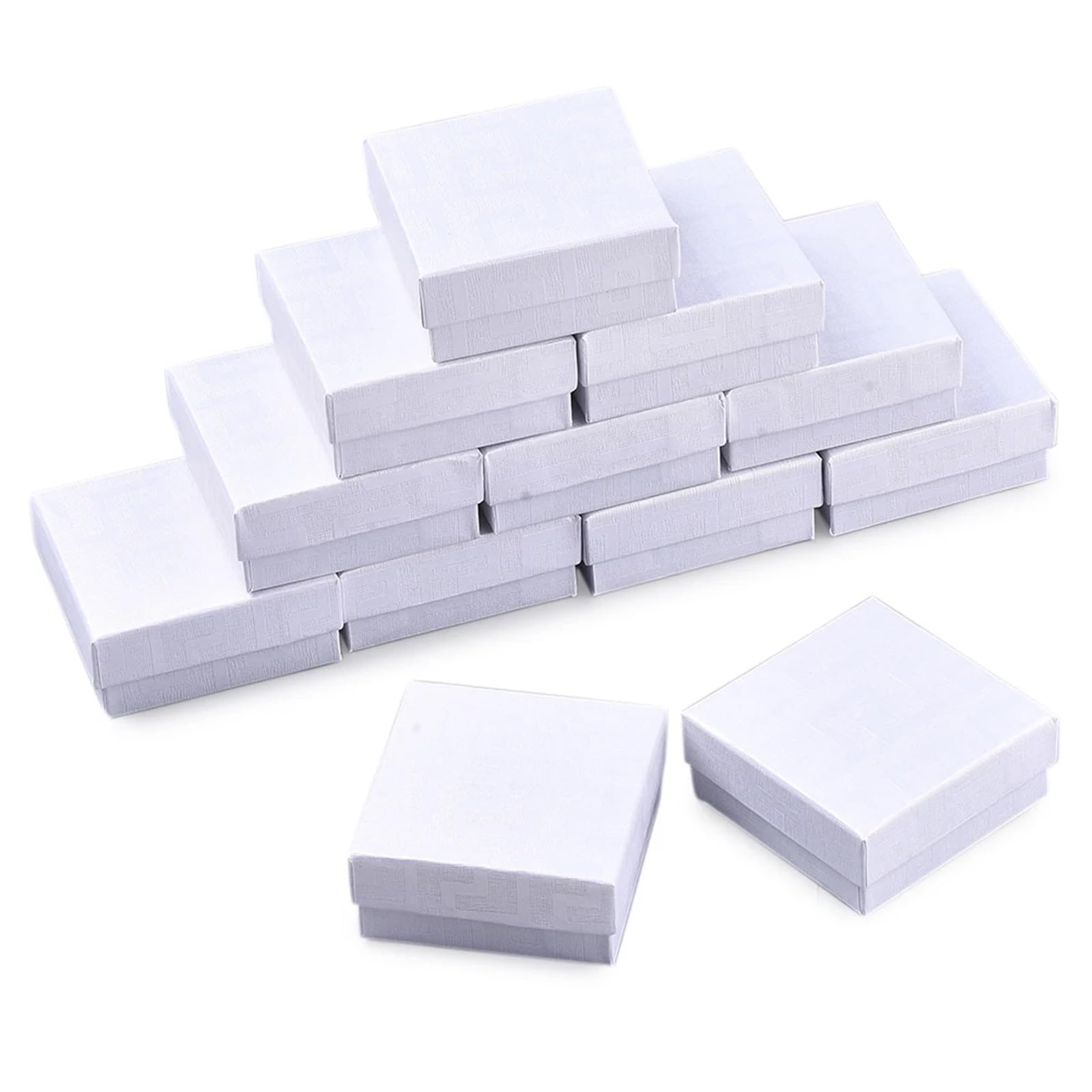 Schachteln mit Deckel für GeschenkeVerpackungen, 12pc Schmuck Organizer Lagerung Geschenk Box Anhänger Halskette Ohrringe Ring Box Papier(White 7.5x7.5x3.5cm)