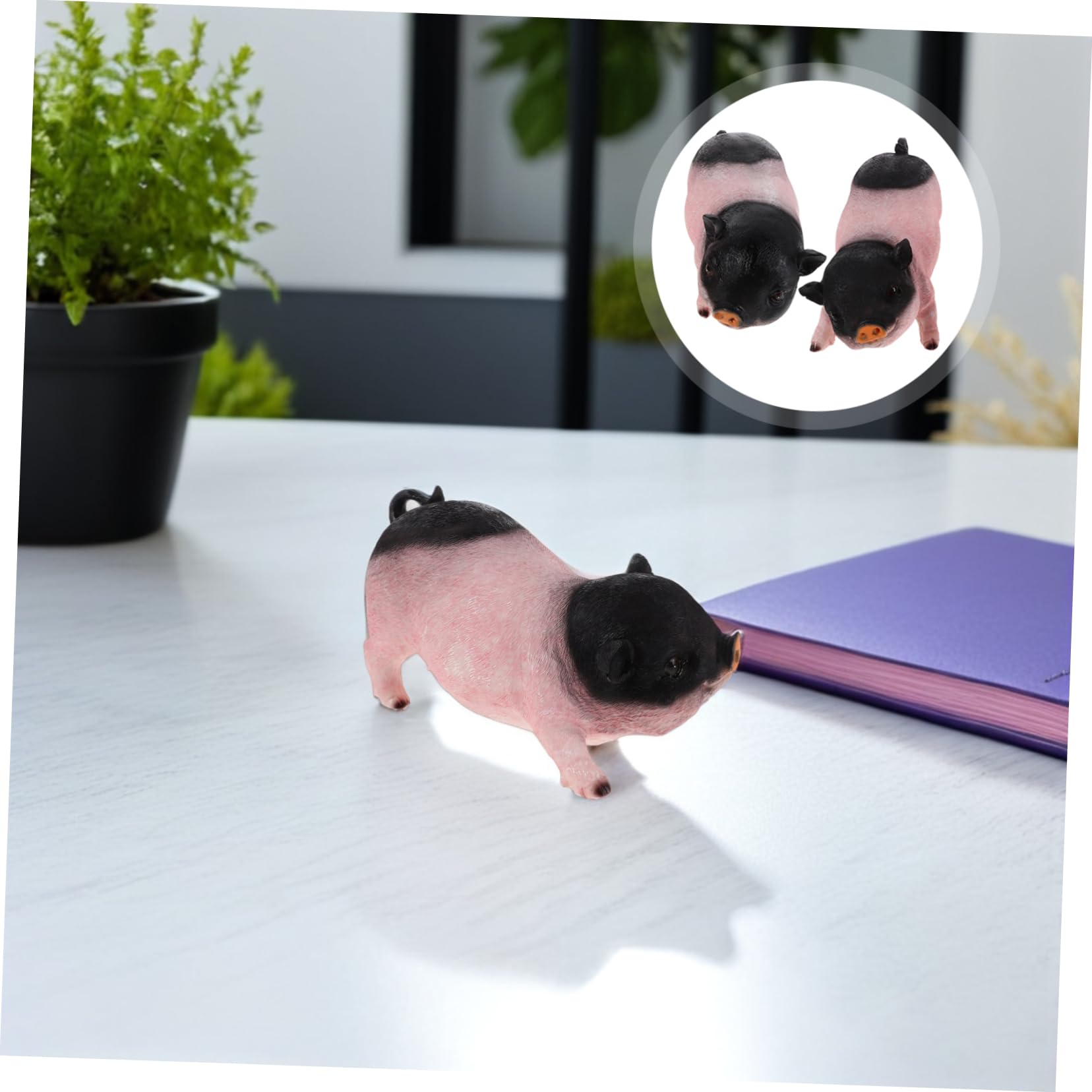 TOYANDONA 2 Częściowy Miniaturek Świnek z Żywicy Zabawne i Urocze Figurki Do Ogrodu i Domu Odporne Warunki Zewnętrzne Dekoracje Trawnikowe Patio Do Salonu i