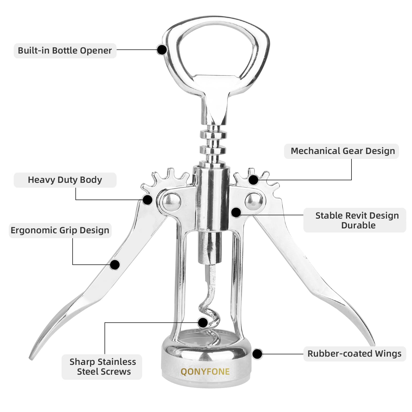 Premium Wing Corkscrew - Effortless Wine Opening -7