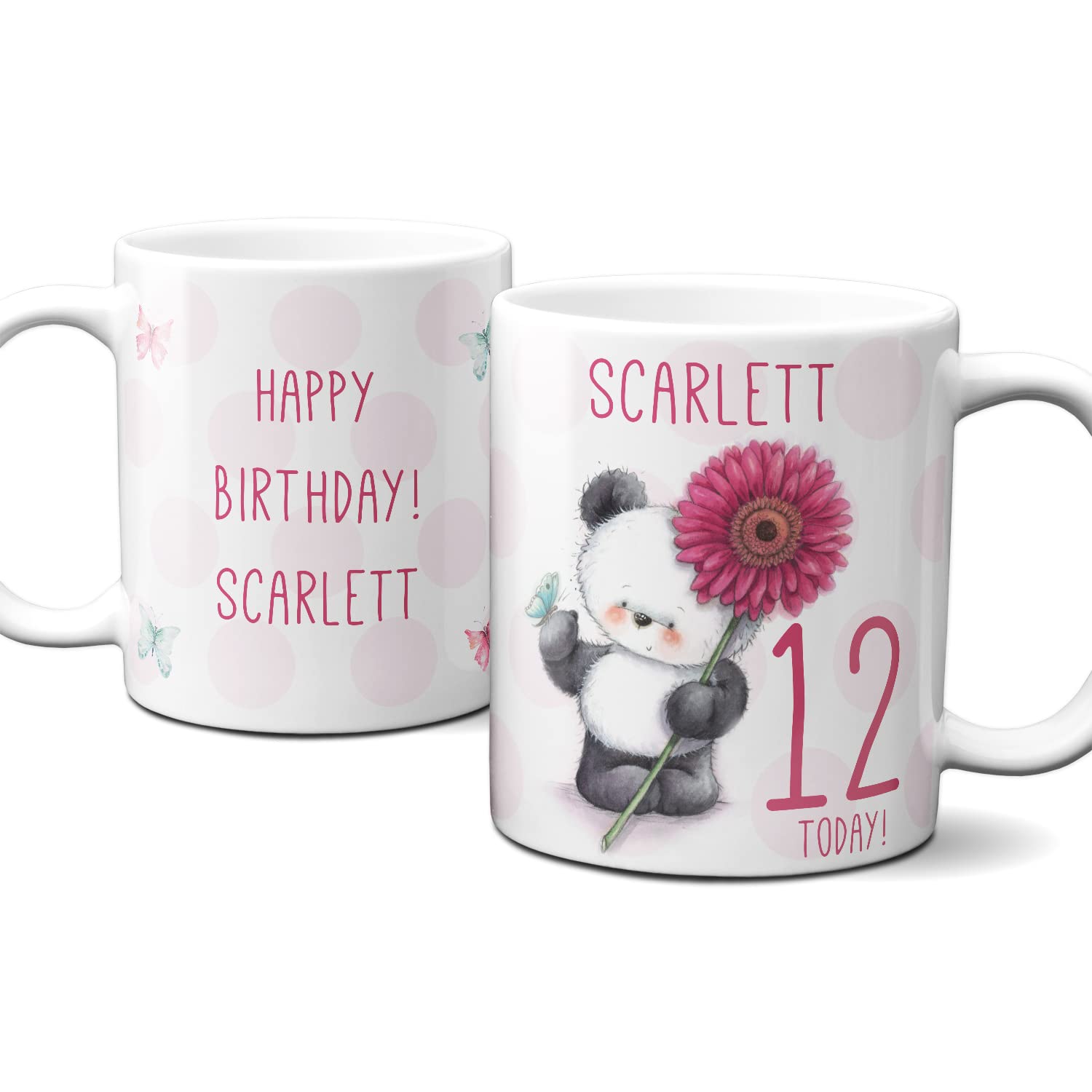 Thoughtful Gifts Cute Teddy Personalised 12th Mug, 12th Birthday Mug, Personalised Mug for 12-Year-Old Girl, Personalised Cup for 12th Birthday, Personalised Gift for 12-Year-Old