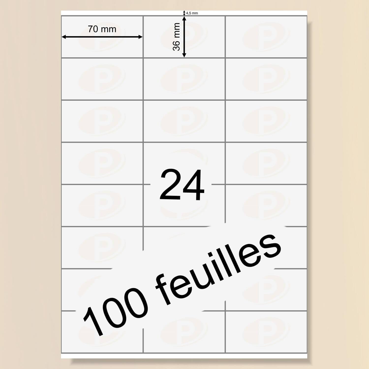 Printation Lot de 12000 étiquettes autocollantes 70 x 36 mm Marque Internet Blanc – 70 x 36 mm Autocollants à imprimer sur 500 feuilles A4 3x8 24 étiquettes d'adresse – Étiquettes adhésives 3475