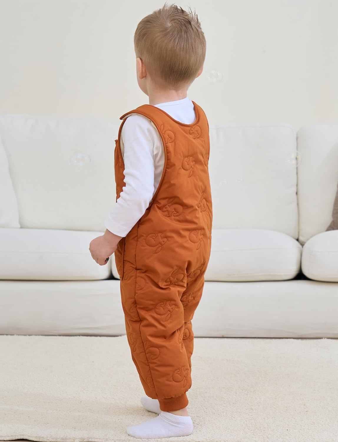 Happy Cherry Toddler Fleece Line Snow Bib Pants Baby Boys Girls Insulated Zip Up Bibs Snowsuit Winter Warm Ski Overalls