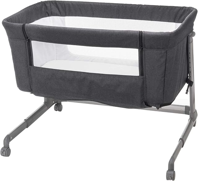 Babyway Co Sleeper Adjustable Bedside Baby Crib (Charcoal Grey)