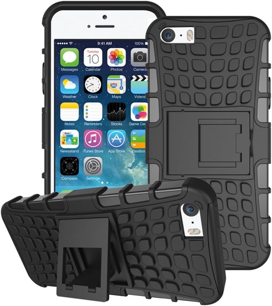 iPro Accessories iPhone 5 / 5S / SE Case, Phone 5S Cover, [Survivor] Military-Duty Case - Shockproof Impact Resistant Hybrid [armor case] Dual Layer Armor Hard Plastic Case (BLACK)