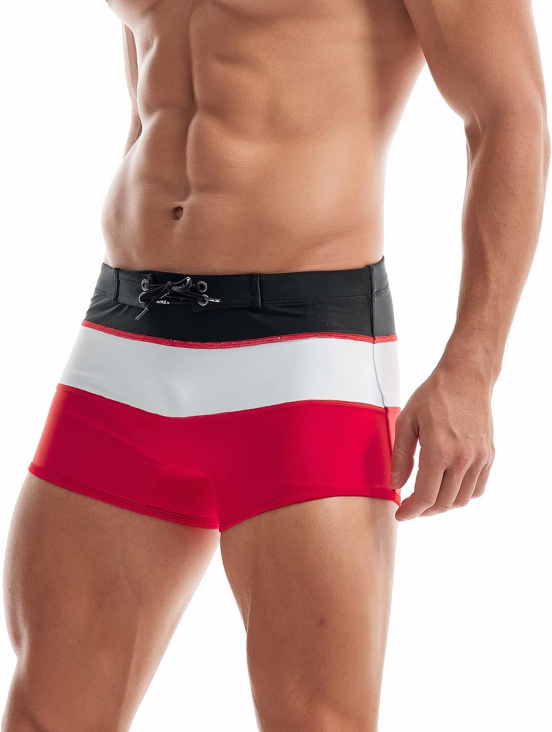 Men Swimwear Swimsuits Swim Boxer Trunks Square Cut Bathing Suits Briefs