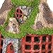 Exhart Solar Illuminating Woodland Tree House, Fairy Garden Décor, Cottage w/Stone Steps, Moss and Window Details, Weather-Resistant Resin, 7