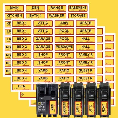 Yellow Circuit Breaker Box Labels Weatherproof Fuse Box Stickers 0.5 X 1.5 Inch Plugs And Lights Circuit Breaker Directory Fuse Panel Marker Sign For Home Office Electrical Panels 144 Pcs #TOP1