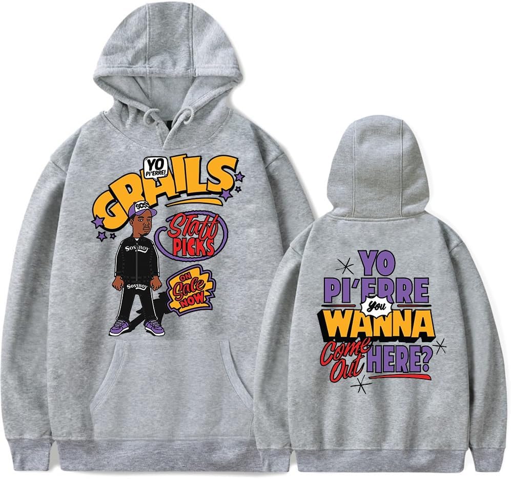 Pi'erre Bourne Merch Hoodie GRAILS T-Shirt II Unisex Hooded Sweatshirt Long Sleeve Tee Tracksuit Jacket