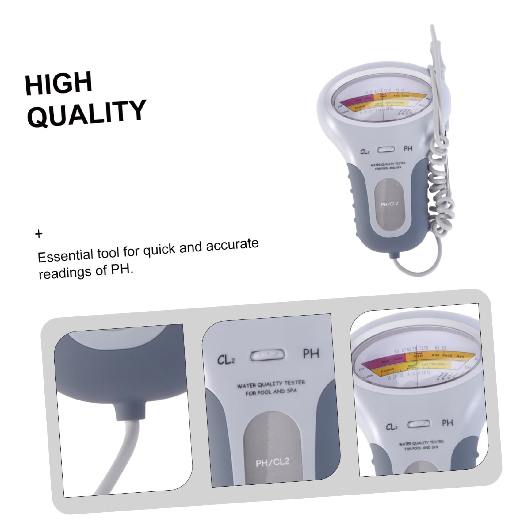 Medidor de Ph Digital para Piscina y Spa, Plástico Blanco