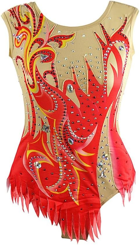LIUHUO Acrobatics Gymnastics Leotards Girls Performance Dance Costumes Women Unitards Red