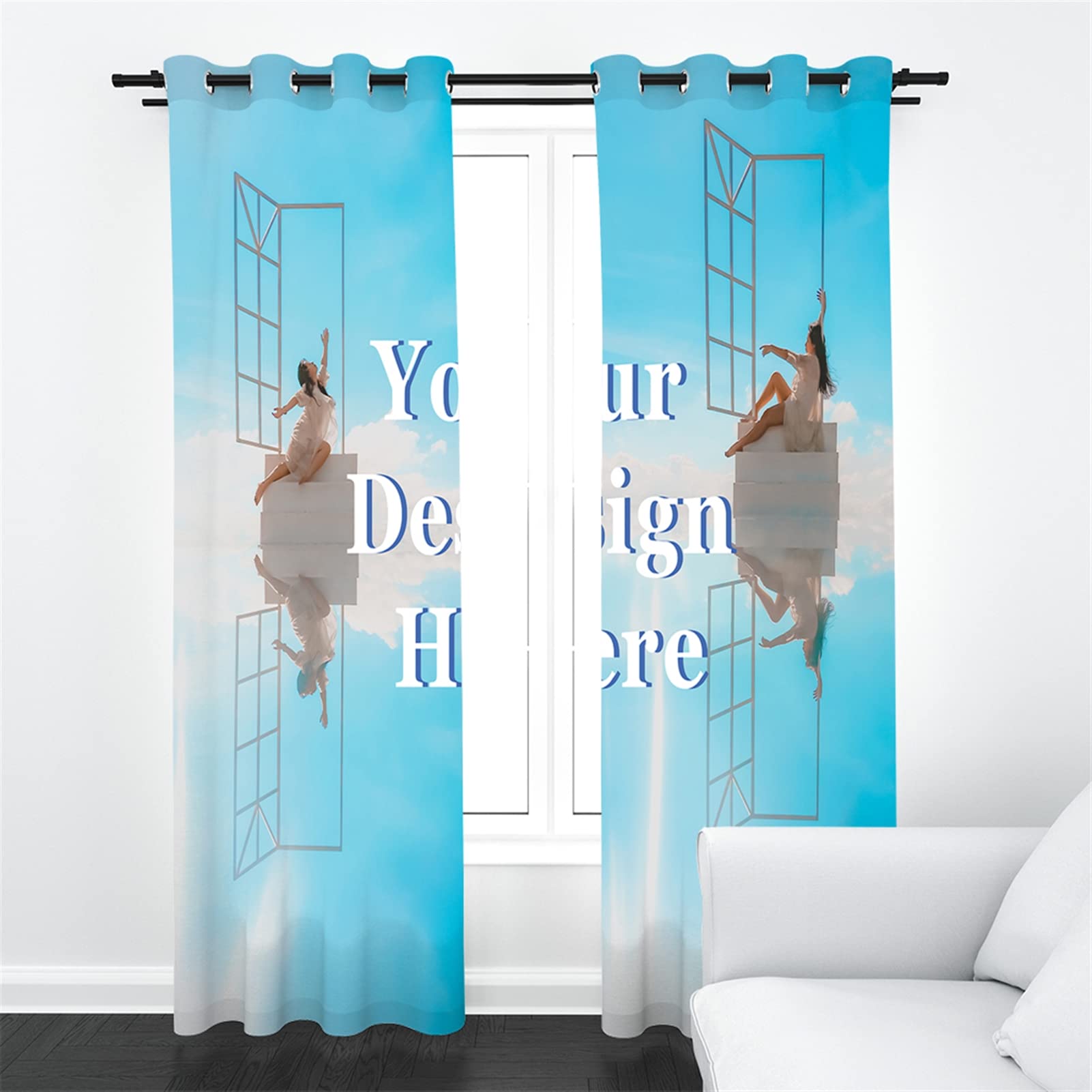 GIBZ Cortinas Opacas Personalizadas 2 Paneles Imprimir Collage Fotos Texto para Ventana Dormitorio Sala de Estar, 167 x 229cm, 2 Fotos