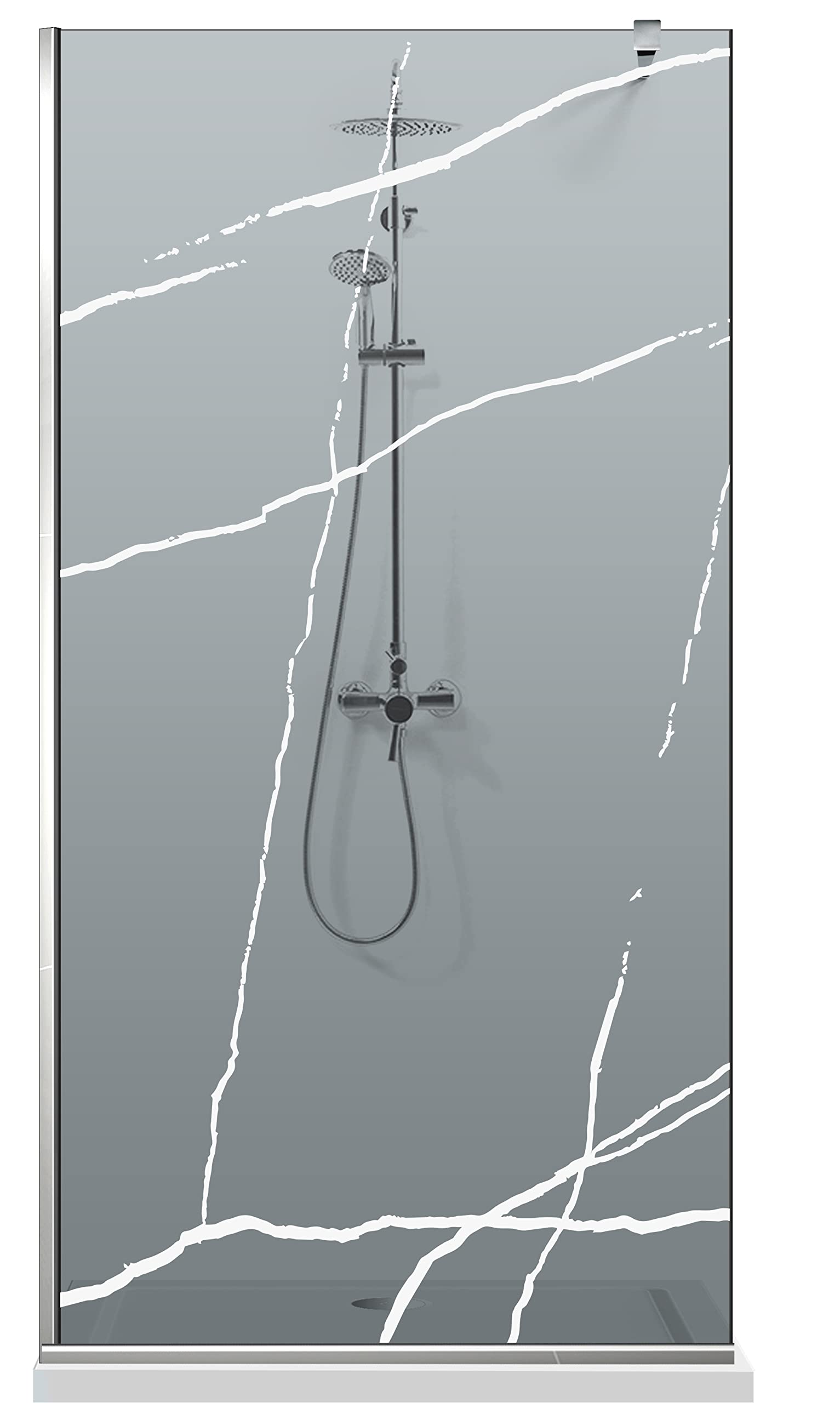 Aqua Roy INOX Modell Marmor 100cm ab 70/80/90/100/110/120 Walk in Duschwand Sicherheitsglas Grau 8mm Duschabtrennung für Nassraum Nano beschichtet sandgestrahlt Muster (100x195cm)