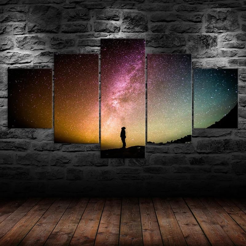 5 piezas de lienzo de arte de pared,5 piezas lienzo Hombre Universo Estrella Llameante Nebulosa Espacio Cosmos,Cuadros Decoracion Salon 5 Piezas Cuadro Moderno XXL,Cuadro sobre Lienzo 150x80cm