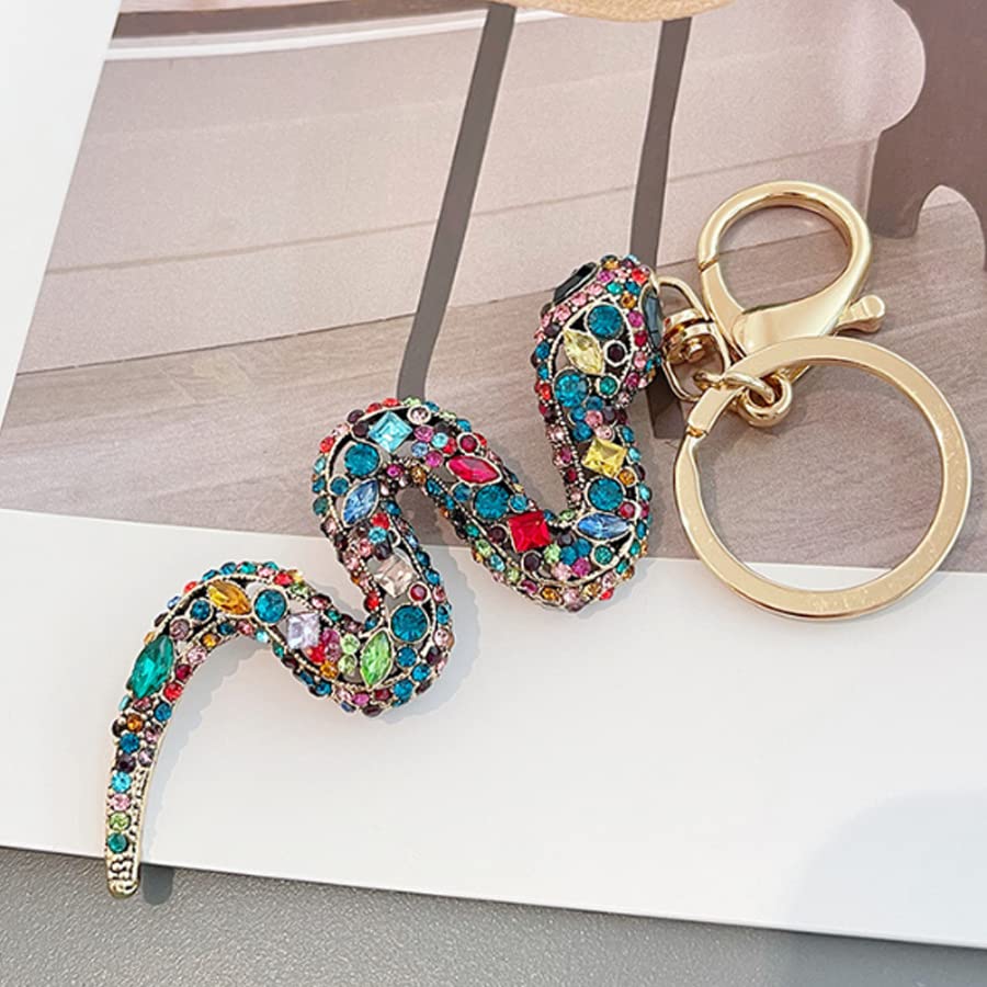ARFUKA Schlüsselanhänger Schlange Anhänger Autoschlüsselanhänger Kristall Strass Taschenanhänger Keychain für Valentinstag Geburtstag Weihnachten Feiertag